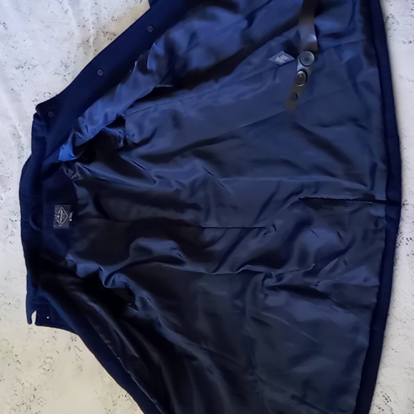 St. John's Bay Women's Navy Wool Blend Coat With Removable Hood Size Petite Med - Picture 11 of 14